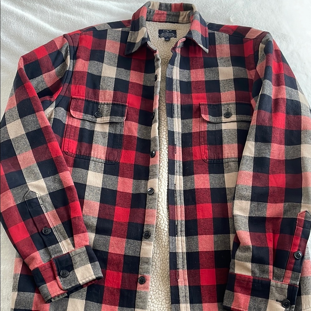 J.Crew Red and Black Plaid Shirt Jacket